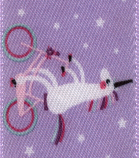 Offray Grosgrain Ribbon 1.5''x9' Unicorn on a Bicycle