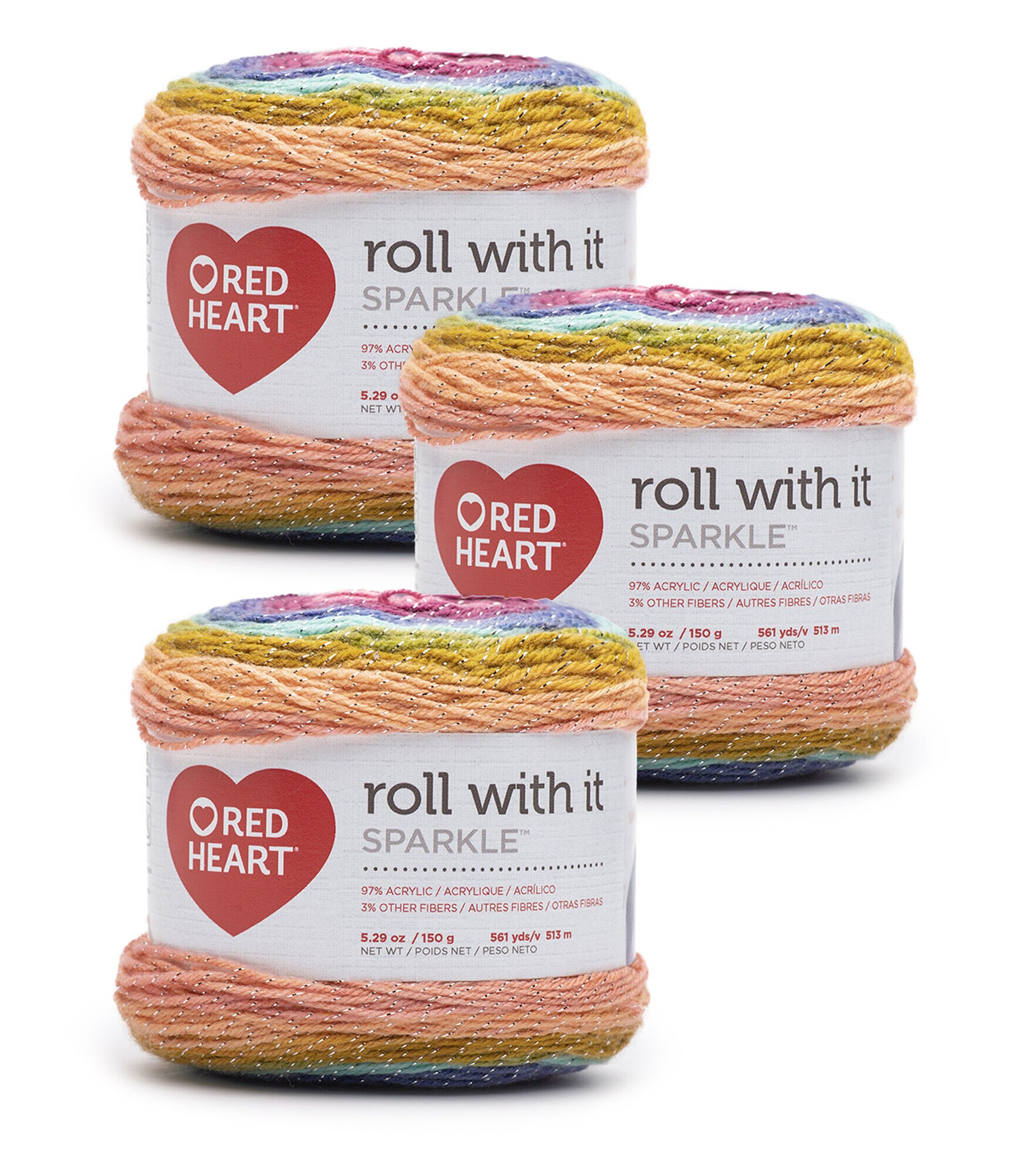 Red Heart Super Saver Worsted Weight Yarn 3 Bundle