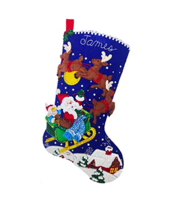 Bucilla 18" Santa's Sleigh Ride Felt Stocking Kit