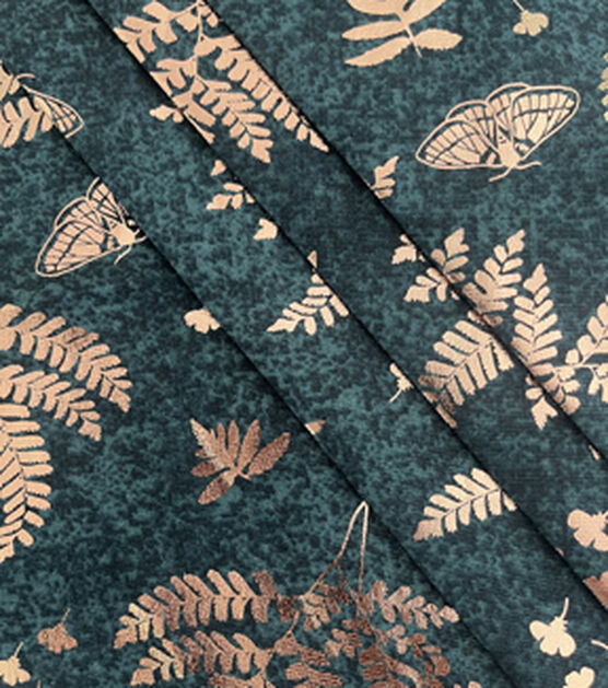 Metallic Ferns Cotton Canvas Fabric, , hi-res, image 2