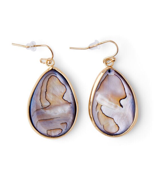 Antique Gold & Blue Teardrop Shell Earrings by hildie & jo, , hi-res, image 2