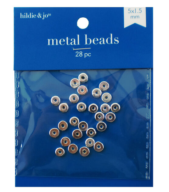 5mm x 1.5mm Silver Metal Heishi Spacer Beads 28pc by hildie & jo