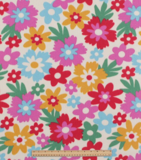 Bright Floral Blizzard Prints Fleece Fabric, , hi-res, image 2