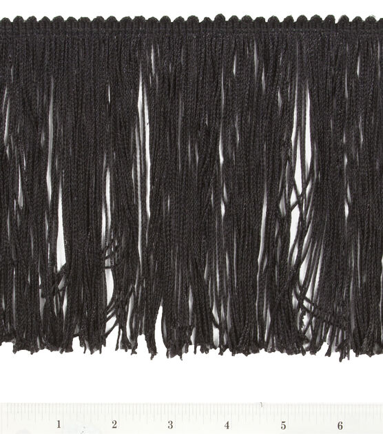 Simplicity Polyester Fringe Trim 6'' Black