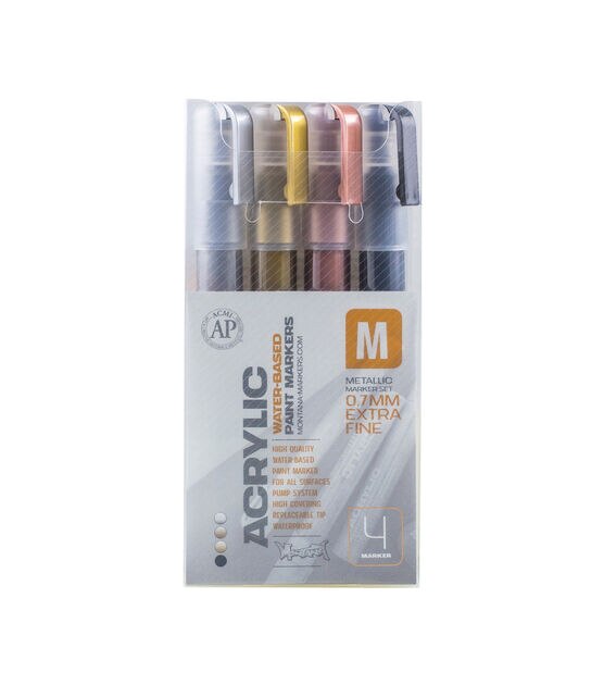 Montana 4 Color Metallic Acrylic Marker Set Extra-Fine