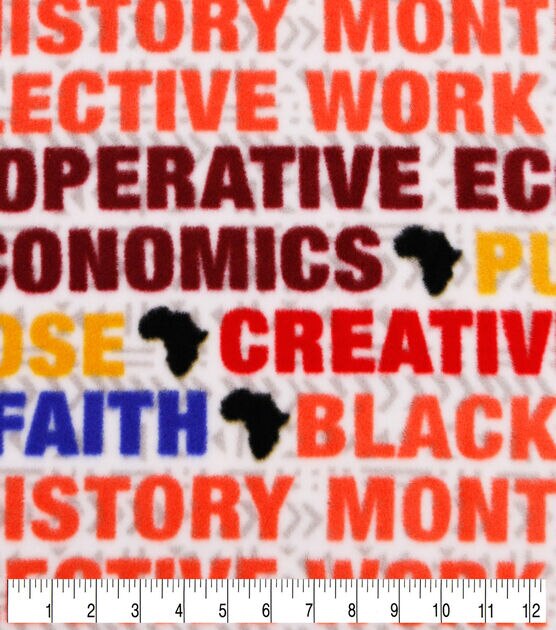 Black History Month Multicolor Words Anti Pill Fleece Fabric, , hi-res, image 3