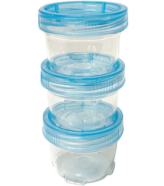 Everything Mary 2" x 1.5" Plastic Stackable Jars With Blue Lids 3pk