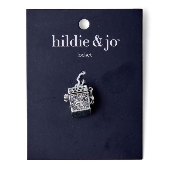 1" x 0.5" Antique Silver Fleur De Lis Prayer Box Pendant by hildie & jo