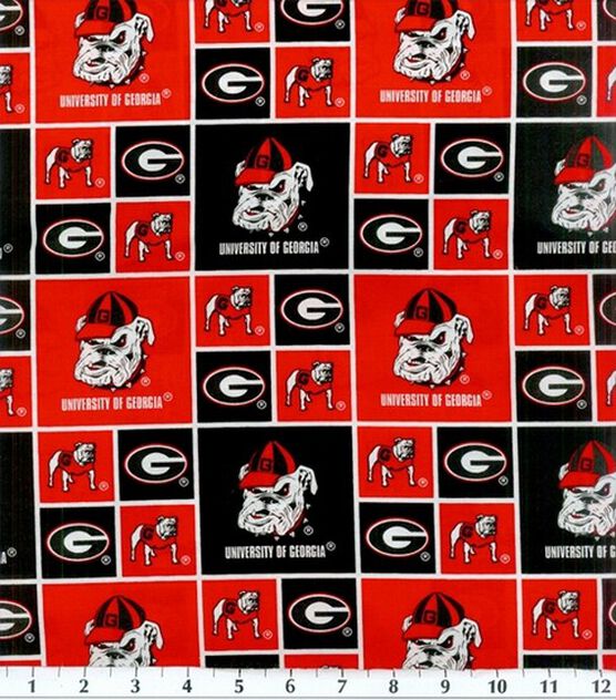 University of Georgia Bulldogs Cotton Fabric Block