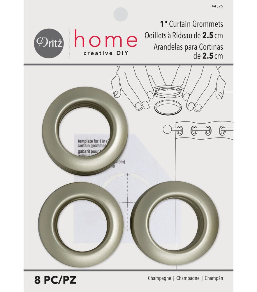 Dritz Home 1" Round Curtain Grommets, 8 pc set, Champagne, swatch