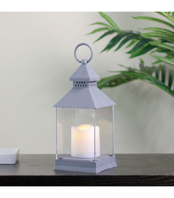 Northlight 9.5" Gray Candle Lantern with Flameless LED Candle, , hi-res, image 3