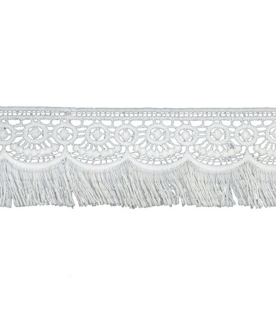 Simplicity Lace Fringe Trim 2'' White, , hi-res, image 2