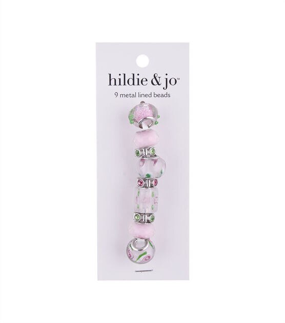 15mm Light Pink Metal Lined Glass Beads 9ct by hildie & jo