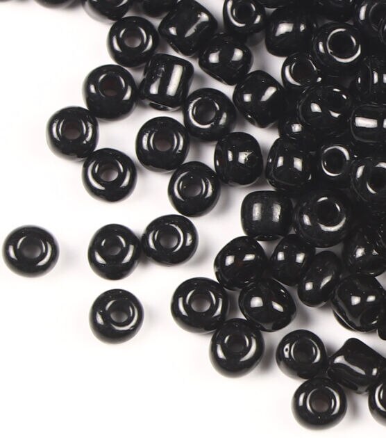 0.7oz Black Round Glass Seed Beads by hildie & jo, , hi-res, image 2