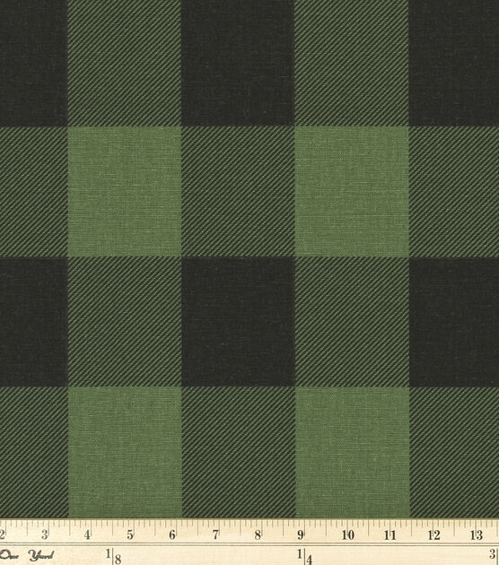 Premier Prints Upholstery Fabric Buffalo Check Valley Green Black