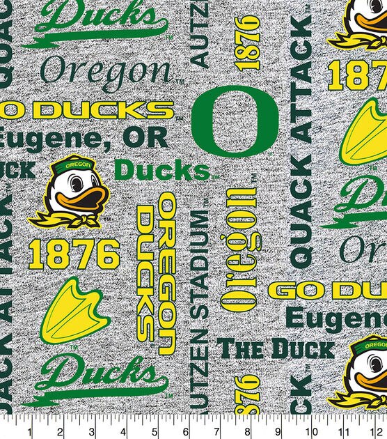 University of Oregon Ducks Fleece Fabric Heather Verbiage