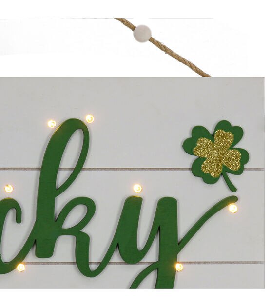 National Tree 16" St. Patrick’s Day Lucky Wall Sign with Lights, , hi-res, image 3