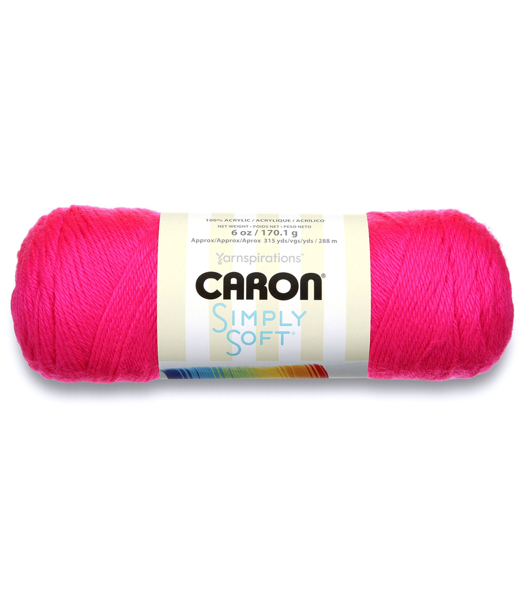 Caron Simply Soft 315yds Worsted Acrylic Yarn, Neon Pink, hi-res