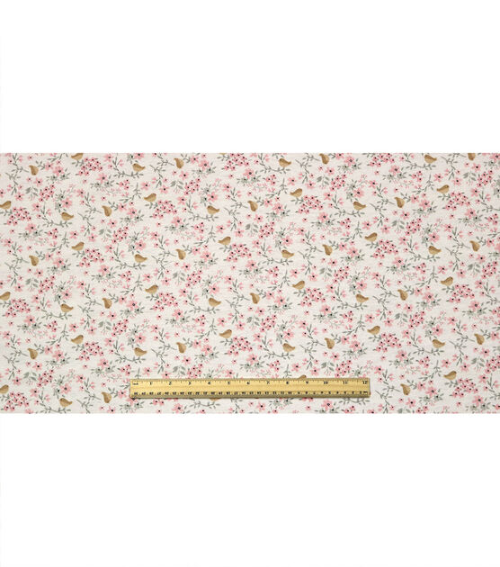 Hazel Floral Bird Nursery Flannel Fabric, , hi-res, image 4