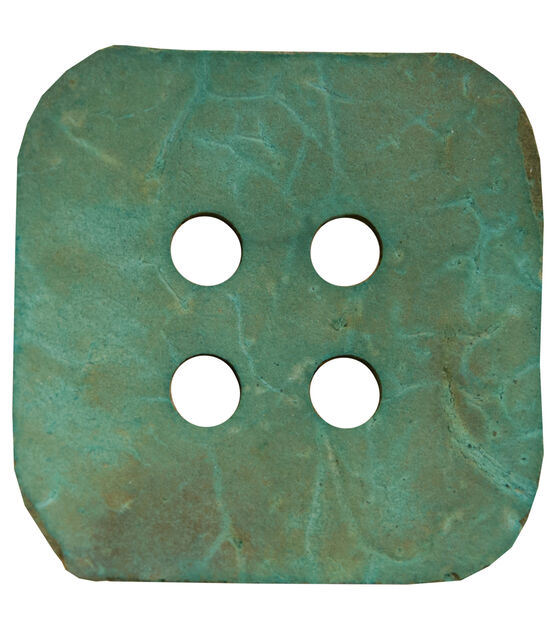 Organic Elements 2" Turquoise Coconut Square 4 Hole Button, , hi-res, image 2