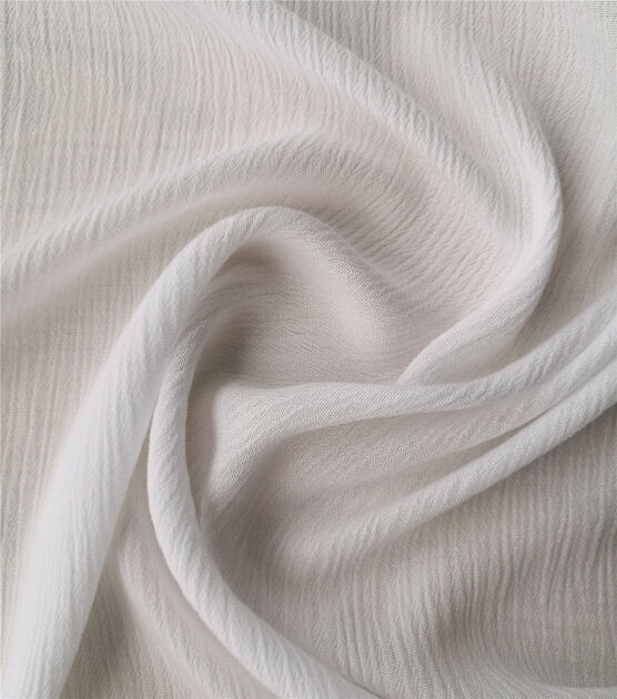 Silky Solids Crinkle Rayon Fabric White, , hi-res, image 3
