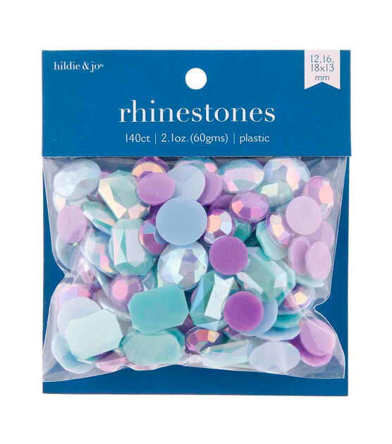 2.1oz Blue & Purple Plastic Flat Back Rhinestones 140ct by hildie & jo