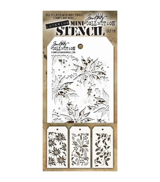 Stampers Anonymous Tim Holtz #19 Mini Layering Stencils Set 3ct
