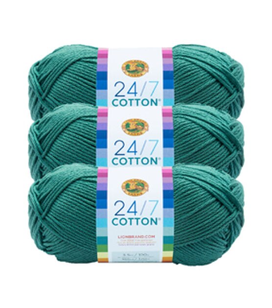 Lion Brand Yarn 24/7 Cotton 186yds Worsted Yarn 3 Bundle