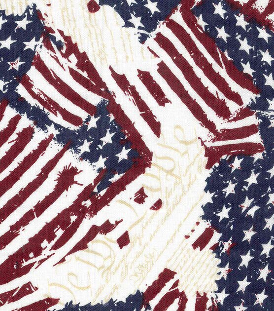 Eagle on Flags Patriotic Cotton Fabric