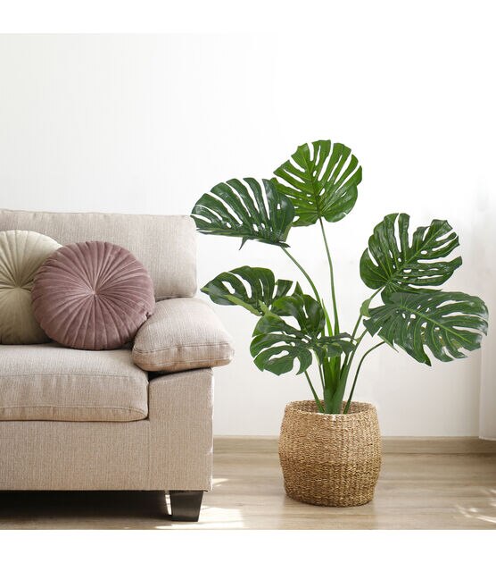 Northlight 35" Potted Green Wide Leaf Monstera Artificial Floor Plant, , hi-res, image 2