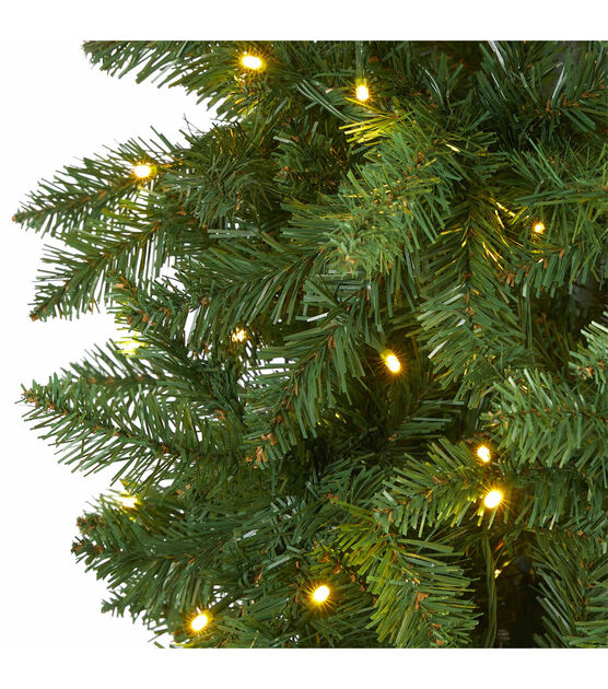 Nearly Natural 7.5' Pre Lit Green Slim Mountain Pine Christmas Tree, , hi-res, image 3