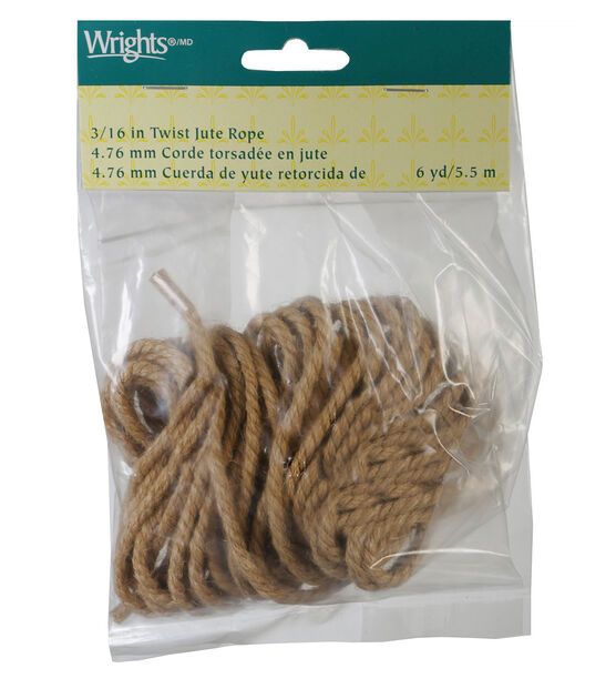 Wrights 3/16" Twist Jute Rope 6 Yds Natural