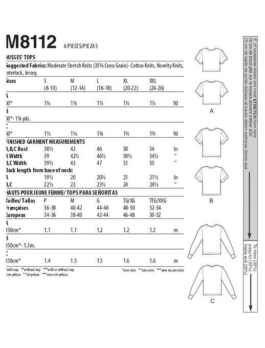 McCall's M8112 Size S to 2XL Misses Tops Sewing Pattern, , hi-res, image 3