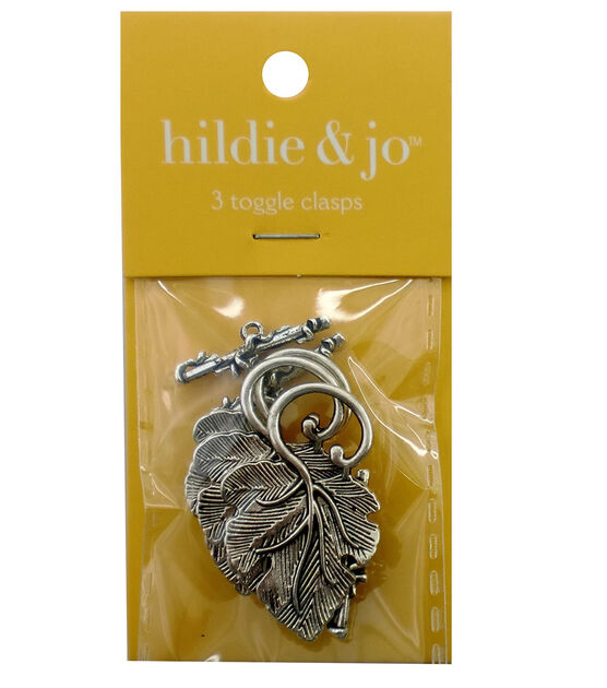 3pk Antique Silver Metal Leaf Toggle Clasps by hildie & jo