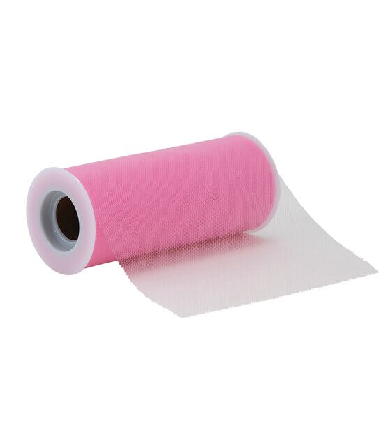 Xiangguanqianying Pink Tulle Roll Spool 6 inch x 100 Yards for Tulle Decoration