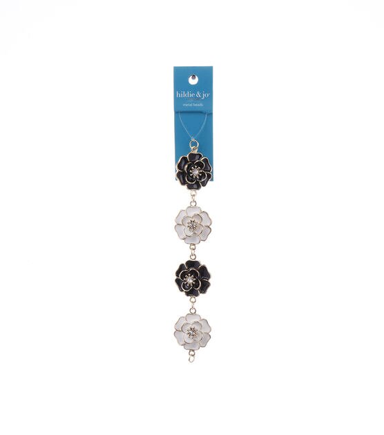 hildie & jo Bliss Beads Black & White Metal Flower Connectors