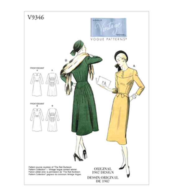 Vogue V9346 Size 14 to 22 Misses Dress Sewing Pattern