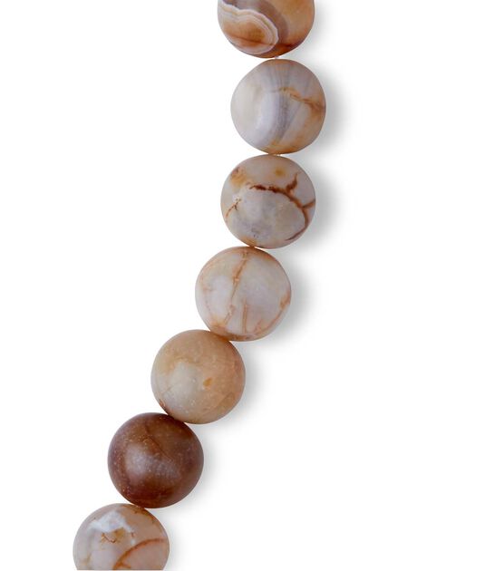 7" Tan & Ivory Round Agate Strung Beads by hildie & jo, , hi-res, image 3