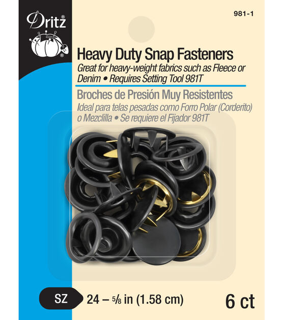 Dritz 5/8 Heavy Duty Snap Fasteners, 6 pc, Black