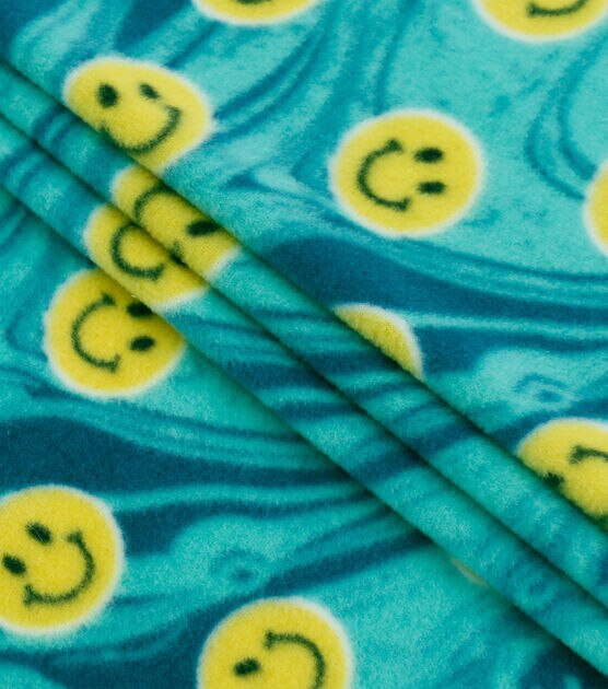 POP! Smile Face Lightweight Fleece Fabric, , hi-res, image 2