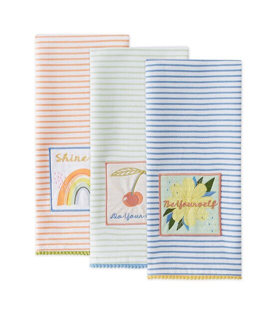 Design Imports Set of 3 Assorted Rainbow Kitchen Towels, , hi-res, image 2