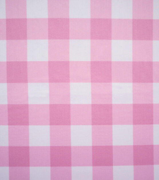 Pink & White Gingham Plaid Poplin Fabric