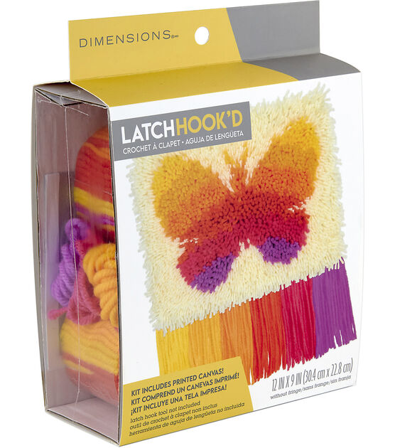 Dimensions Butterfly Fringe Latch Hook Kit 12" x 9", , hi-res, image 3