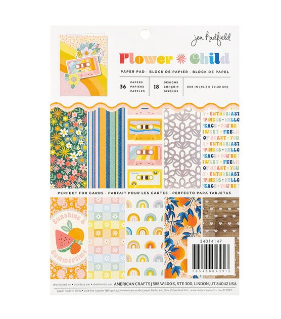 American Crafts 36 Sheet 6" x 8" Flower Child Paper Pack