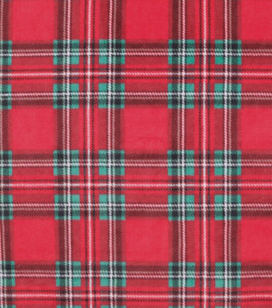 Christmas Red Plaid Anti Pill Fleece Fabric, , hi-res, image 1