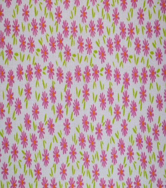 Pink Packed Ditsy Floral on White Cotton Fabric by Quilter's Showcase, , hi-res, image 2