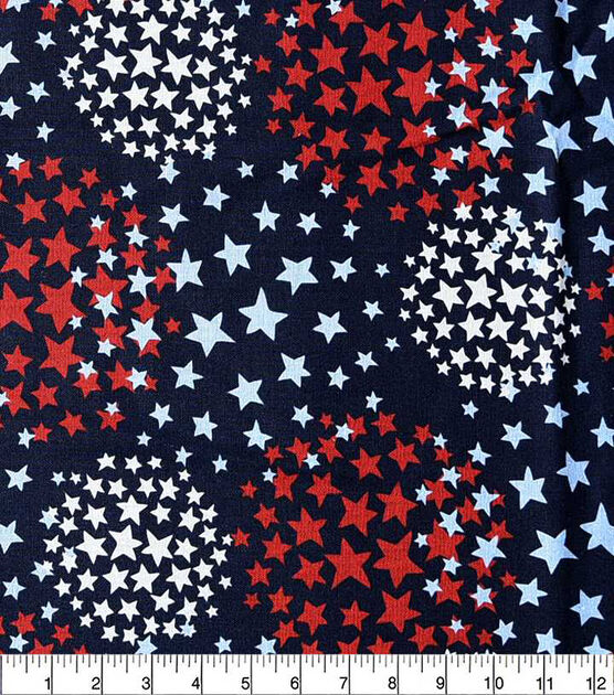 Star Circles Red White On Navy Patriotic Print Cotton Fabric, , hi-res, image 2