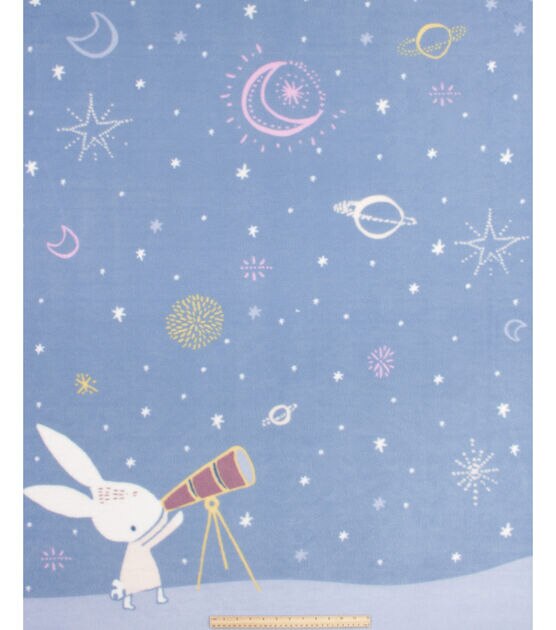 48" Wide Bunny With Telescope No Sew Fleece Blanket, , hi-res, image 3