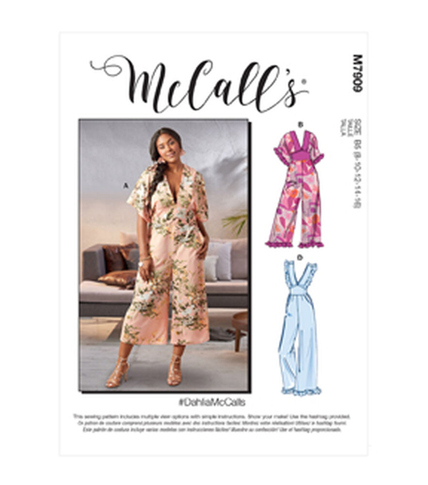 McCall's M7909 Size 8 to 24W Misses & Women's Jumpsuits Sewing Pattern, B5 (8-10-12-14-16), swatch