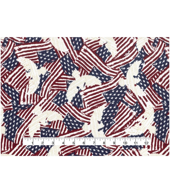 Eagle on Flags Patriotic Cotton Fabric, , hi-res, image 2